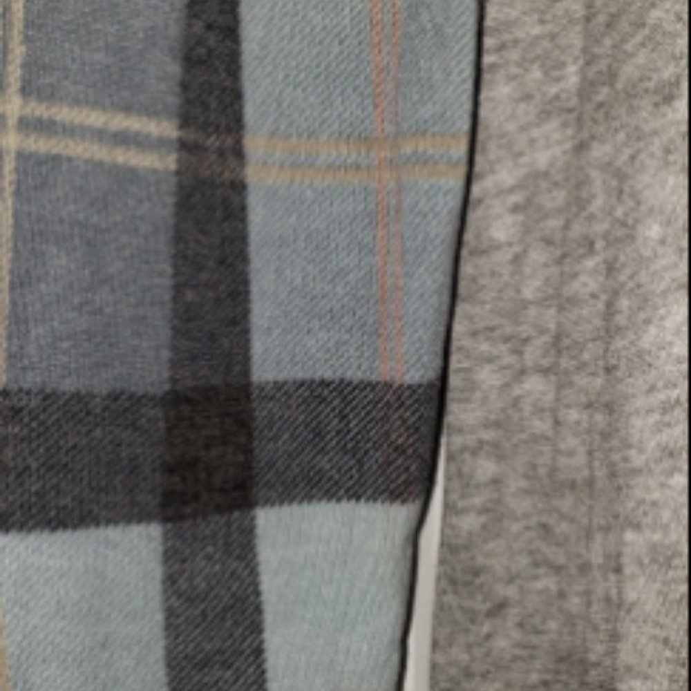 Plaid And Solid Top With Attached Face Covering - image 6